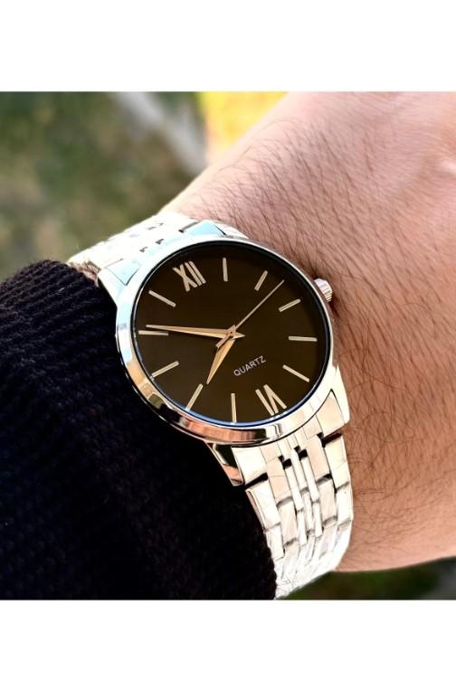 Steel Vintage Women's Wristwatch, Silver Color Strap Black Dial Men's Wristwatch, Vintage Design, Valentine's Day Gift, Lux Women's Watch