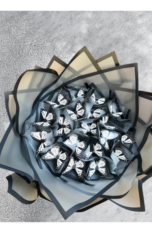 Illuminated Led Butterfly Bouquet Large Size A Quality Butterfly Bouquet Artificial Flower Lasting Gift 35cm