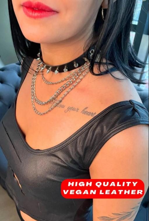 Studded and Chain Detailed Mother - Cat Choker Set