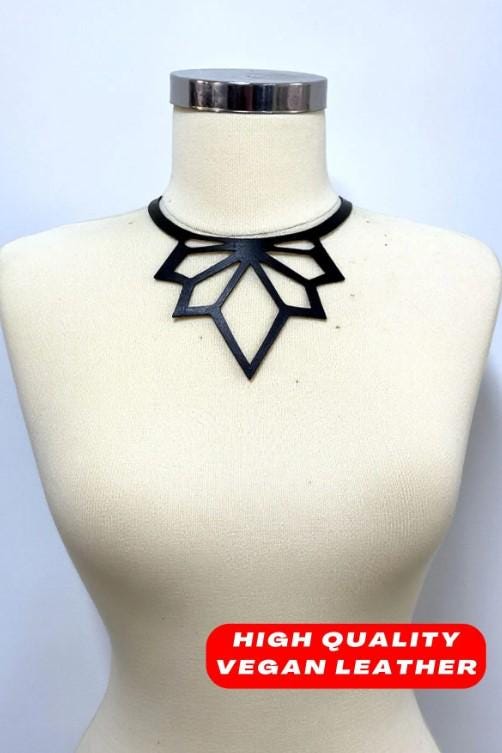 Stylish Leather Choker Laser Cut Leather Choker, Leather Necklace