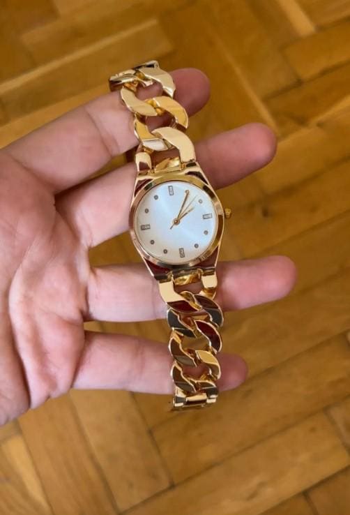 Women's Wristwatch with Chain Model, Woman Wrist Watch, Gold Colour Watch, Minimal Watch, Classy Design, Mother's Day Gift