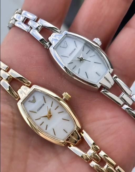Vintage Metal Cord Gold Color Women's Wristwatch ,Lorus Two tone women's Watch, Waterproof watch, Gift for her,  Vintage Design