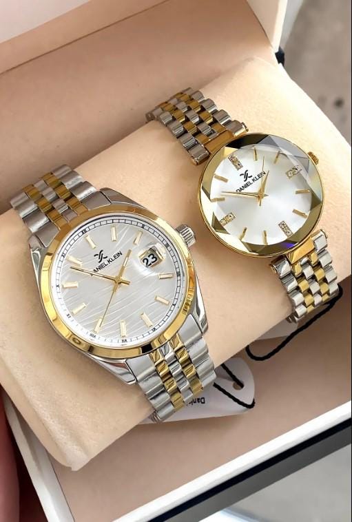 Luxury Steel Waterproof 2 Years Warranty Gold Silver Color Lover Couple Watch