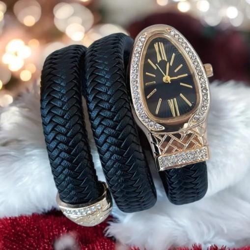 Leather Snake Model Women's Wristwatch, Adjustable Band, White Dial, Valentine's Day Gift, Cool, Roman Numeral