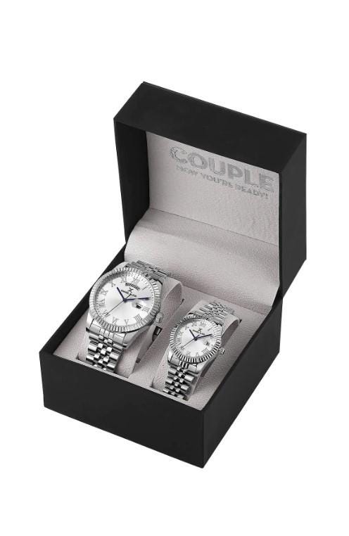 Gold Color Lover Couple Wristwatch with Steel Waterproof