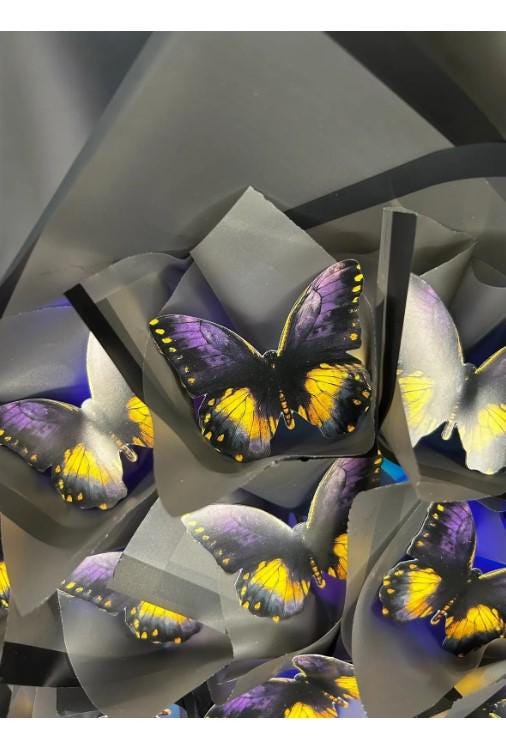 Illuminated Led Butterfly Bouquet Large Size A Quality Butterfly Bouquet Artificial Flower Lasting Gift 35cm