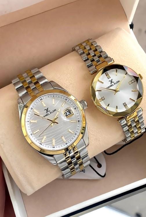 Luxury Steel Waterproof 2 Years Warranty Gold Silver Color Lover Couple Watch