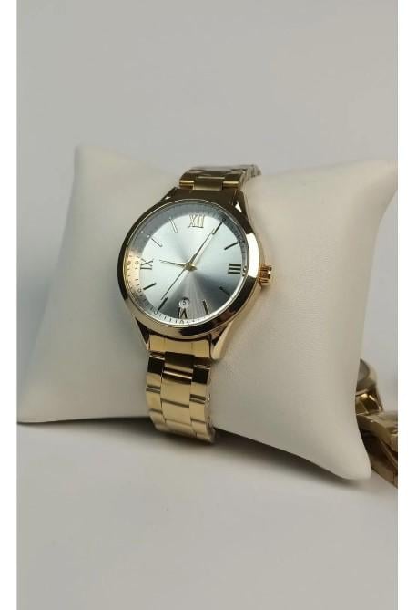Women's Wristwatch with Calendar,Gold Color Women's Watch, Luminous Indexes, Easy to Use, White Design Dial, Elegant Design, Stylish