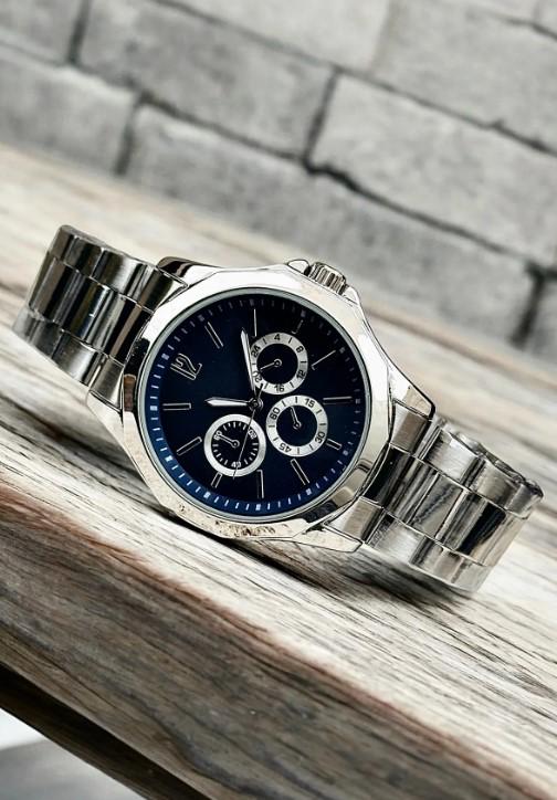 Stylish Silver Color Watch And Bracelet, All Stainless Steel, Watch for Men, Gift for Him, White Dial with Date, Father's Day Gift