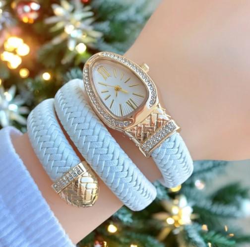 Leather Snake Model Women's Wristwatch, Adjustable Band, White Dial, Valentine's Day Gift, Cool, Roman Numeral