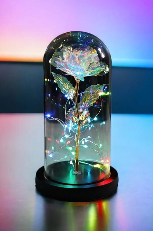 Eternity Rose Gift, Eternity Rose, Home Decoration Unfading Rose, Romantic Gift for Lover | Mother's Day Gift | LED Light Glass Dome Rose