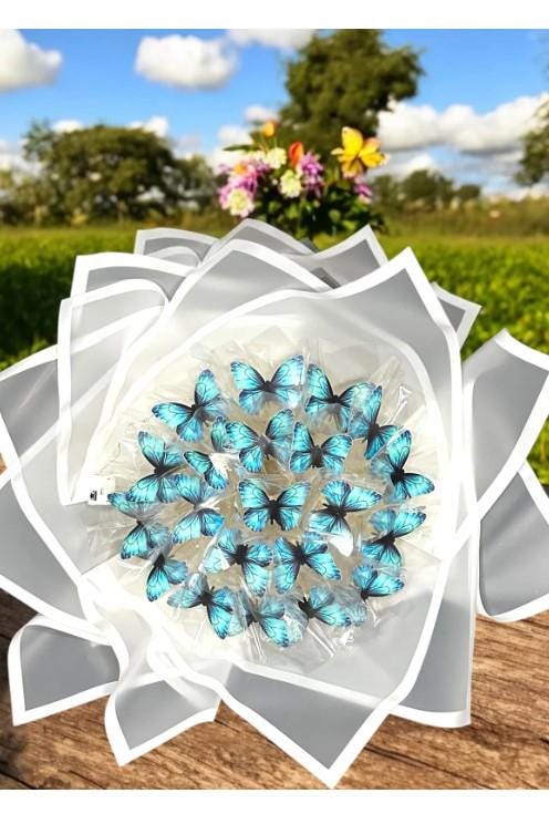 Illuminated Led Butterfly Bouquet Large Size A Quality Butterfly Bouquet Artificial Flower Lasting Gift 35cm